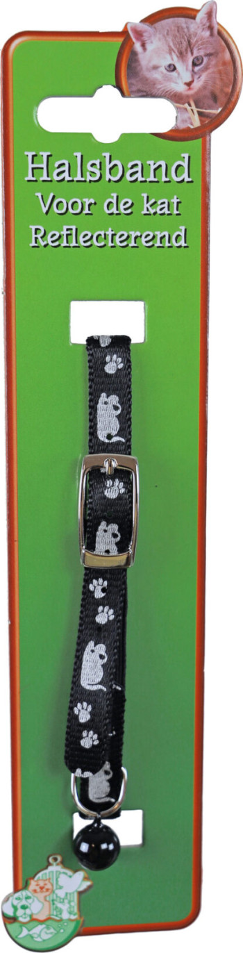 Halsband Kat Zwart met Muizen (met elastiek)