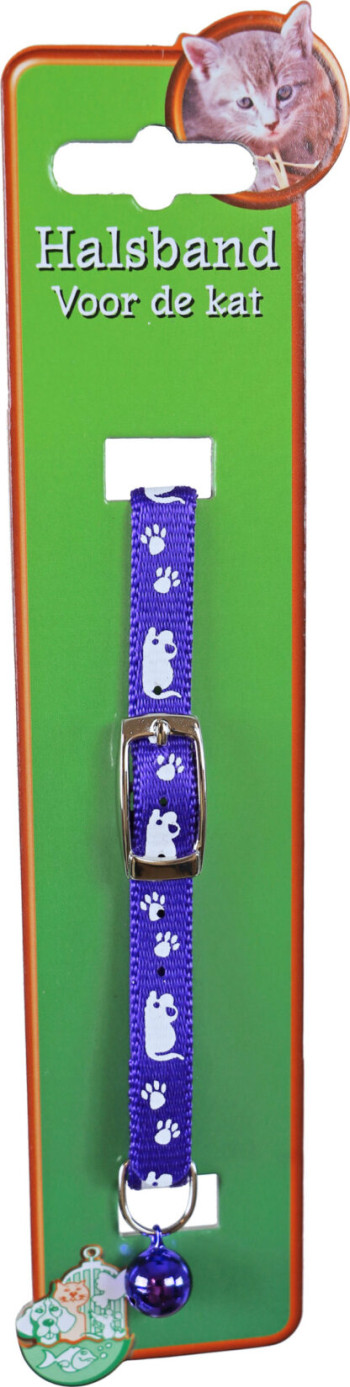 Halsband Kat Paars met Muizen (met elastiek)