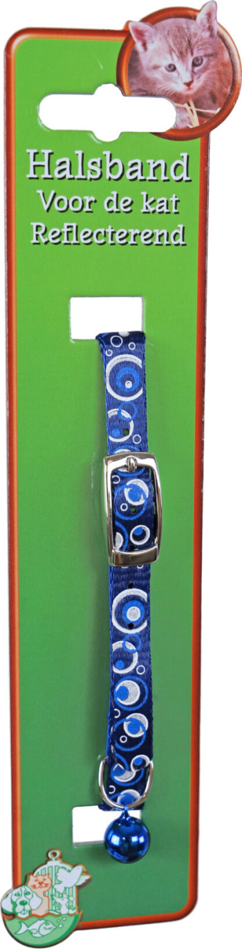 Halsband Kat Blauw met Bubbels (met elastiek)