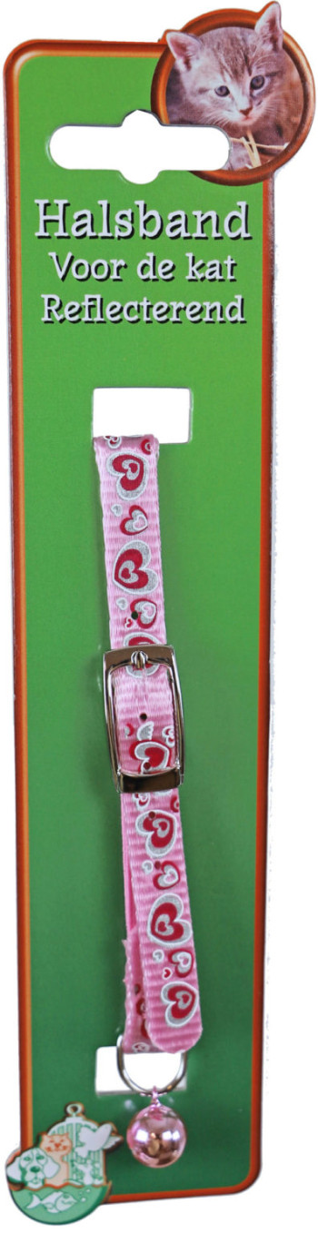 Halsband Kat Roze met Hartjes (met elastiek)